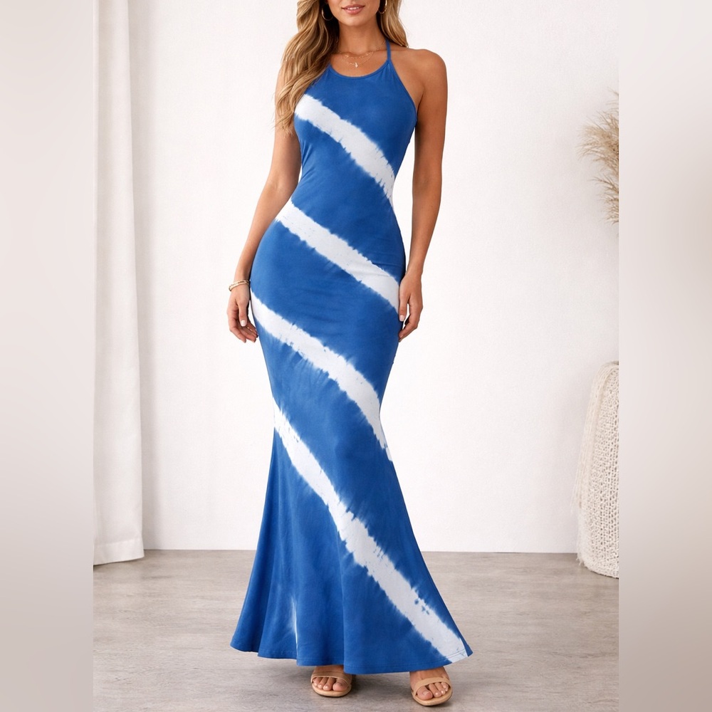 Tie dye long maxi dress xs